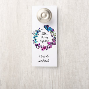 Butterfly and Flowers Wreath custom quote or name Door Hanger