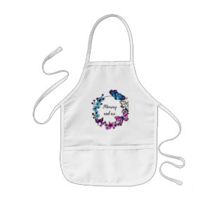 Butterfly and Flowers Wreath custom quote or name Kids Apron