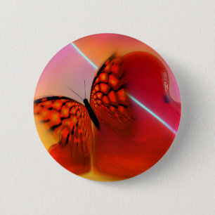Butterfly and Hearts 2 Inch Round Button