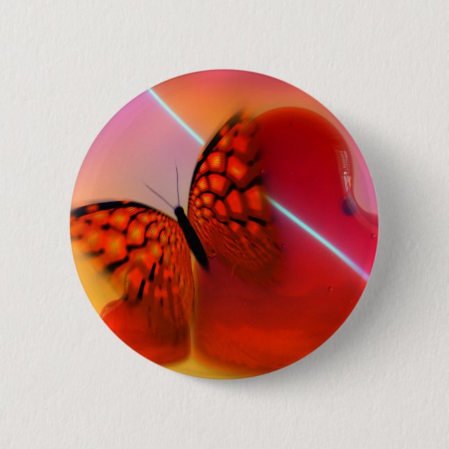 Butterfly and Hearts 2 Inch Round Button (Front)