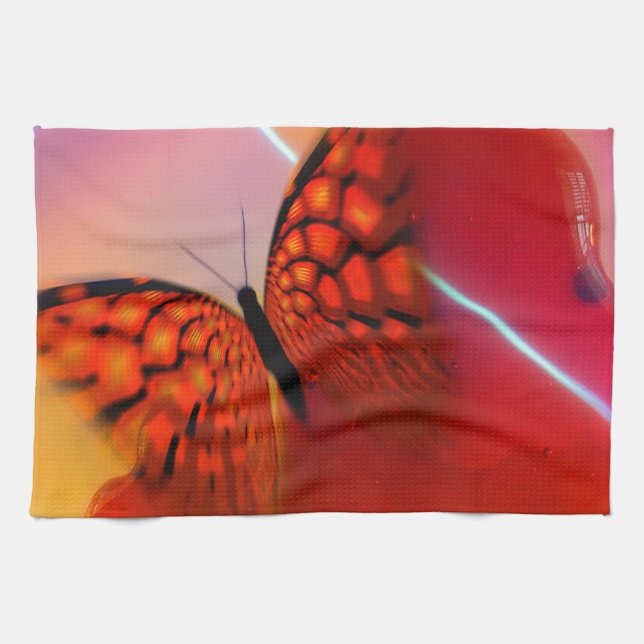 Butterfly and Hearts Kitchen Towel (Horizontal)