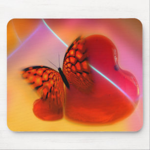 Butterfly and Hearts Mouse Pad