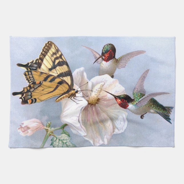 Butterfly and Hummingbirds Kitchen Towel (Horizontal)