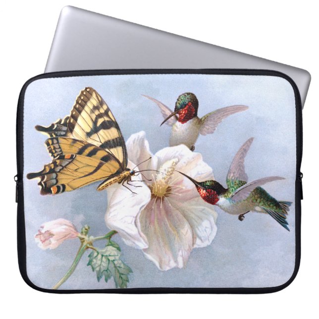 Butterfly and Hummingbirds Laptop Sleeve (Front)