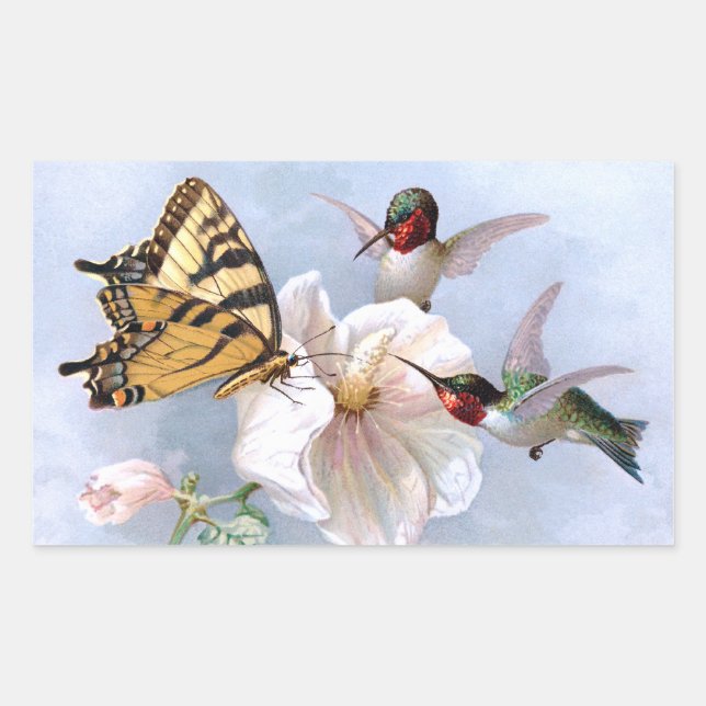 Butterfly and Hummingbirds Sticker (Front)