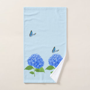 Butterfly and hydrangea hand towel