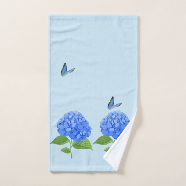 Butterfly and hydrangea hand towel  (Hand Towel)