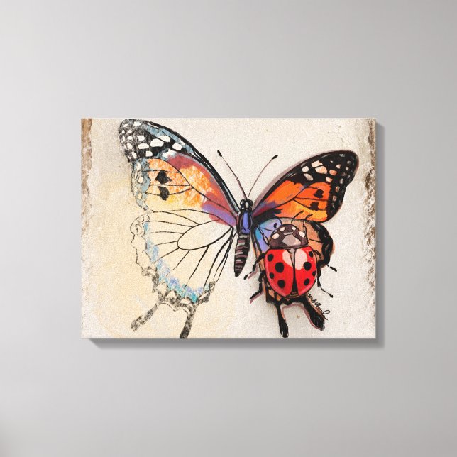 Butterfly and Ladybug Canvas Print (Front)
