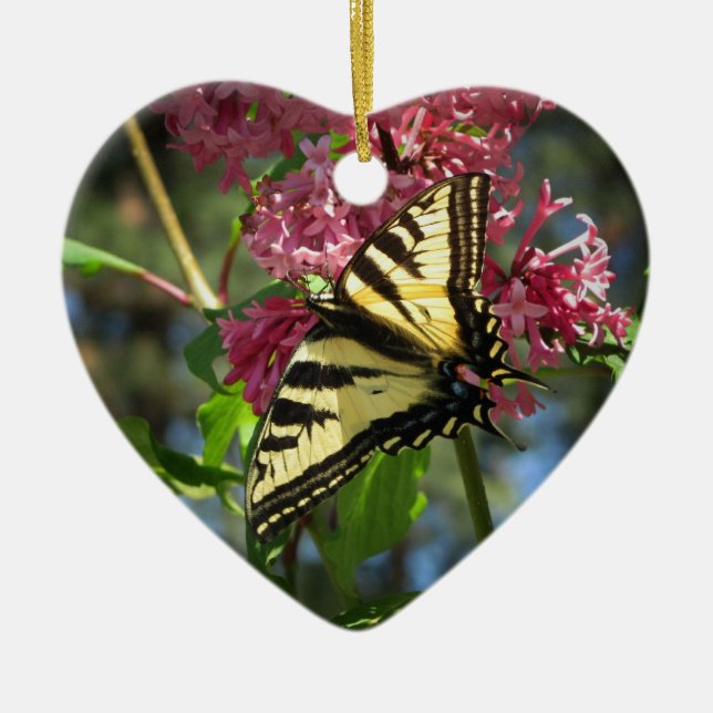 Butterfly and Lilacs Ceramic Ornament (Front)