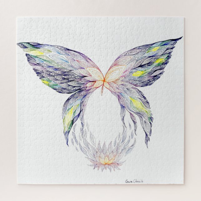 Butterfly and lotus jigsaw puzzle (Vertical)