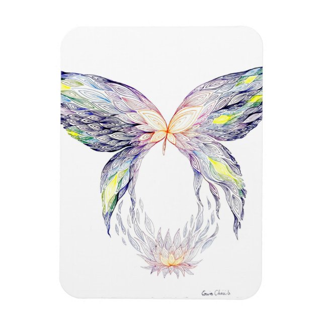 Butterfly and lotus magnet (Vertical)