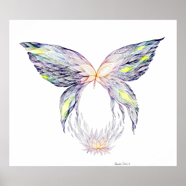 Butterfly and lotus poster (Front)
