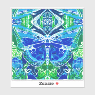 Butterfly and Medallion Batik Pattern in Blue