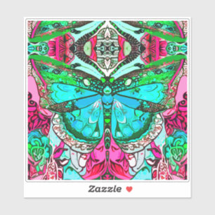 Butterfly and Medallion Batik Pattern in Turquoise