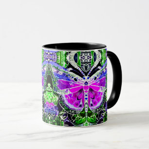 Butterfly and Medallion Batik Pattern in Violet Mug