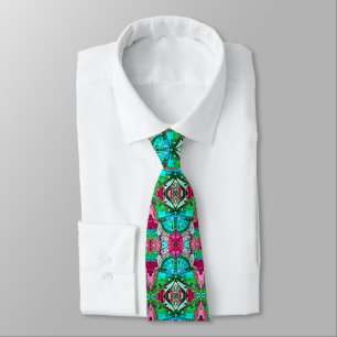 Butterfly and Medallion Batik Pattern Turquoise   Tie