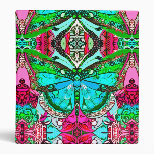 Butterfly and Medallion Pattern in Turquoise Binder (Front)