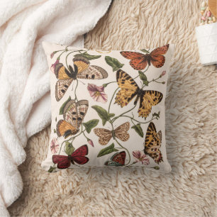 Butterfly and moth by Paul Gervais Throw Pillow