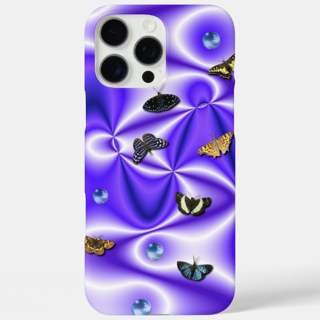 Butterfly and Pearls on purple Silk Case-Mate iPhone Case (Back)