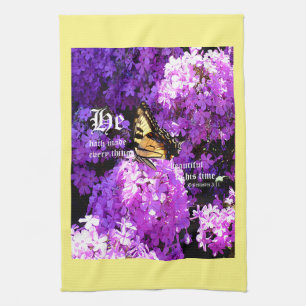 Butterfly and Phlox, Ecclesiastes 3:11 Kitchen Towel