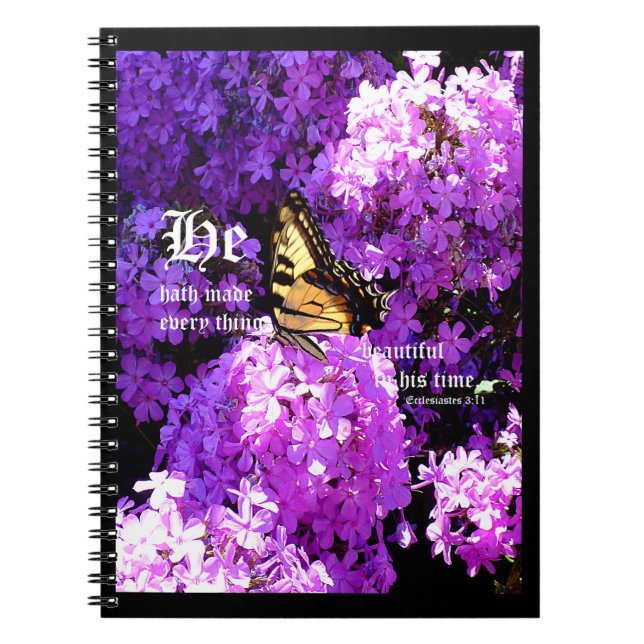 Butterfly and Phlox, Ecclesiastes 3:11 Notebook (Front)