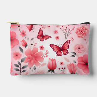 Butterfly and Pink Floral Accessory Pouch