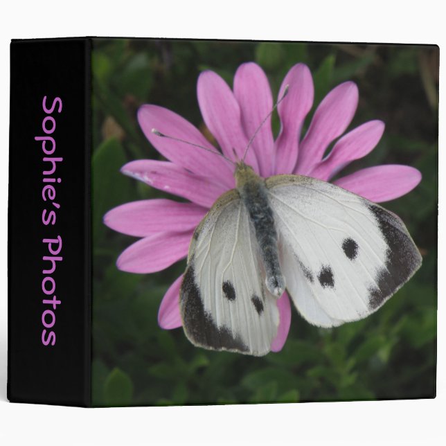 Butterfly and Pink Flower Custom Photo Album Binder (Front/Spine)