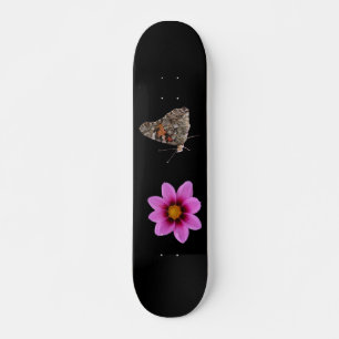 Butterfly and Pink Flower Skateboard