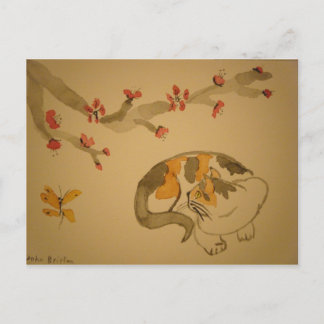 Butterfly and Plum Blossoms Postcard