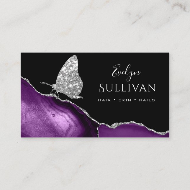 butterfly and purple agate business card (Front)