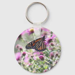 Butterfly and Purple Meadow Flowers Keychain