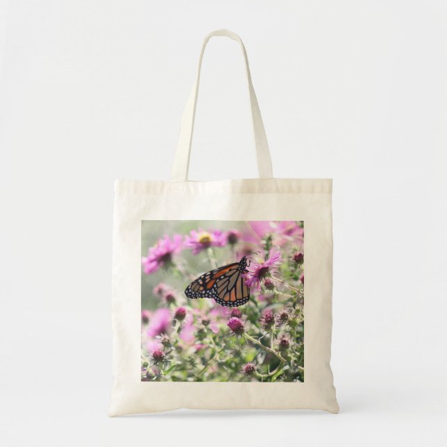 Butterfly and Purple Meadow Flowers Tote Bag (Front)