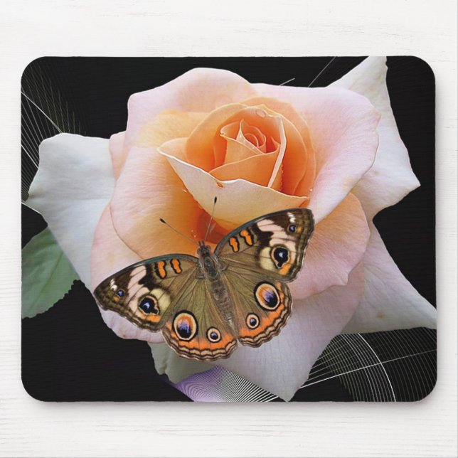Butterfly and Rose Mouse Pad (Front)
