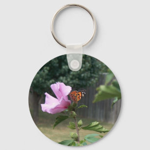 Butterfly and Rose of Sharon Keychain