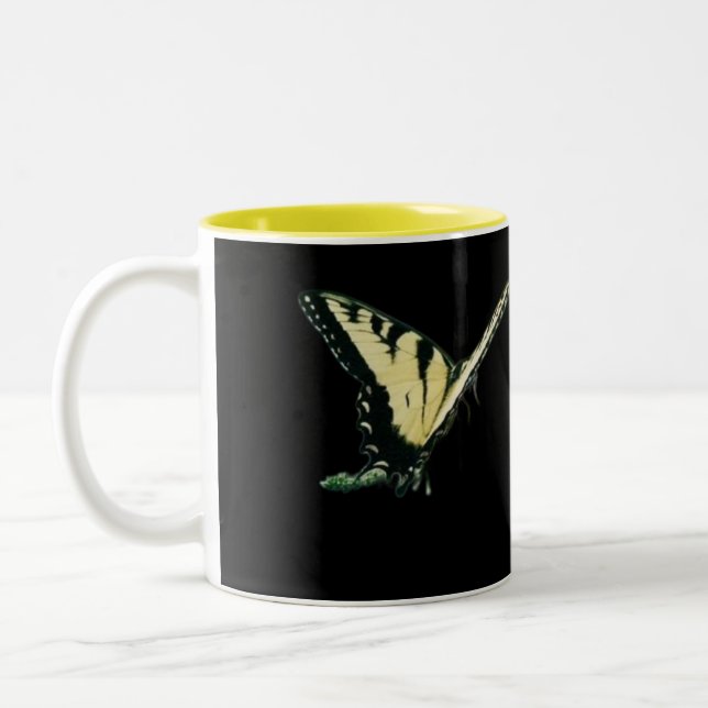 Butterfly and Rose Two-Tone Coffee Mug (Left)