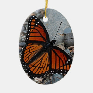 Butterfly and Stones Ceramic Ornament