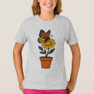 butterfly and sun flower T-Shirt