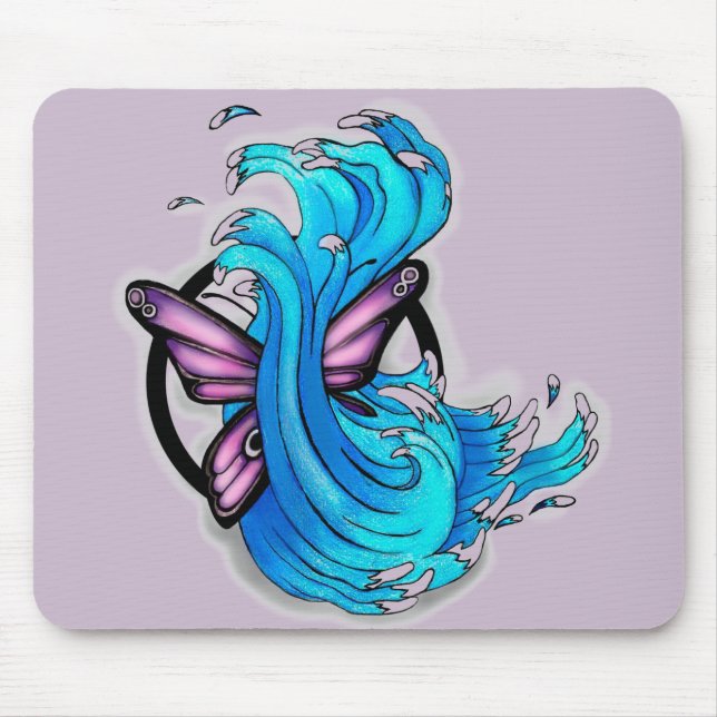 Butterfly and waves mouse pad (Front)