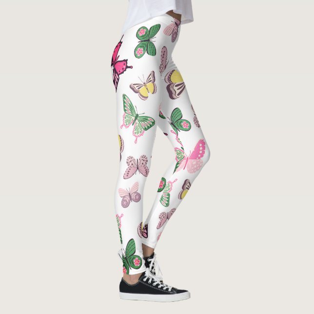 Butterfly Animal Print Leggings - High Waisted (Right)