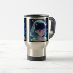 Butterfly Anime Girl Travel/Commuter Mug, 15 oz Travel Mug