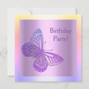 BUTTERFLY ANNIVERSAIRE INVITATION violet nouveau