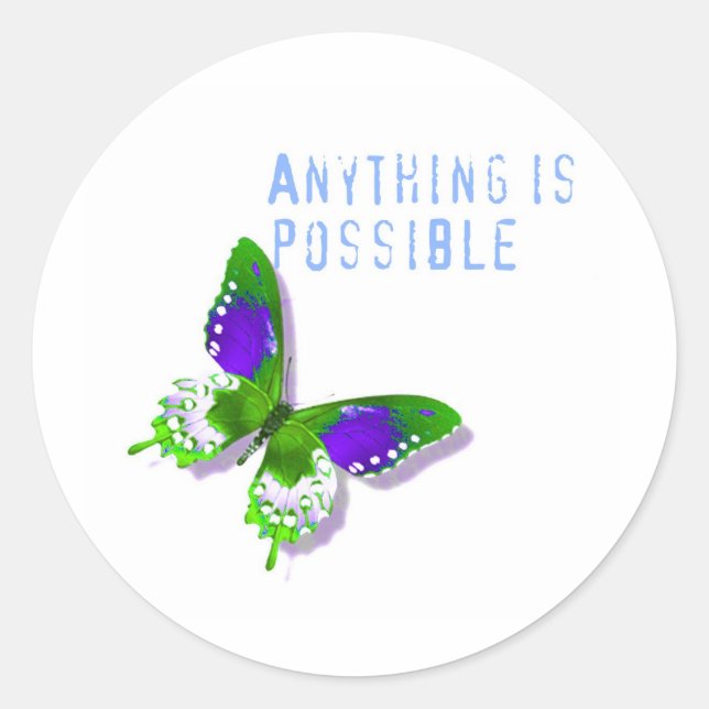 Butterfly Anything is Possible Classic Round Sticker (Front)