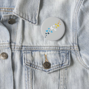 Butterfly AroAce Pride - AroAce Flag Colours 2 Inch Round Button