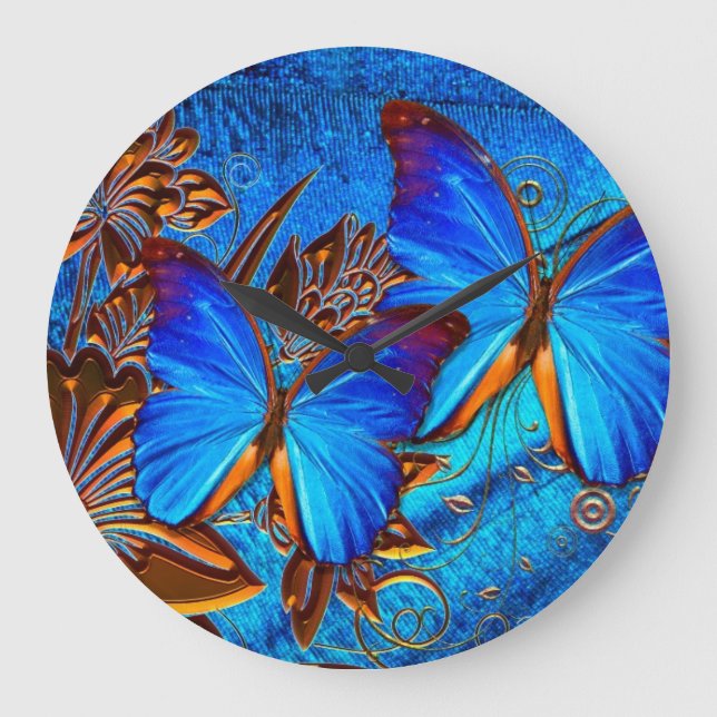 Butterfly Art 35 Mur Horloge & Options Numériques (Recto)