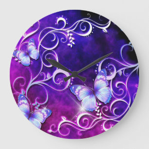 Butterfly Art 3 Mur Horloge & Options Numériques