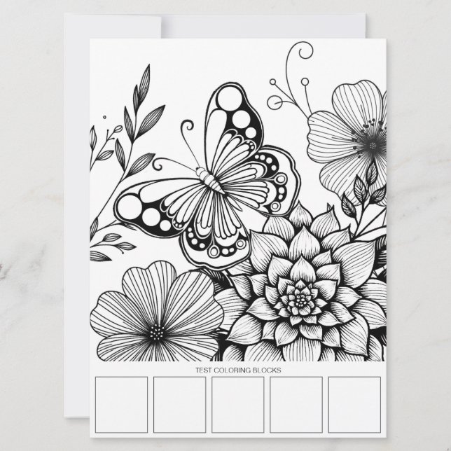 Butterfly Art Adult Colouring Card (Front)