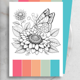 Butterfly Art Colouring Cards Therapy Pages