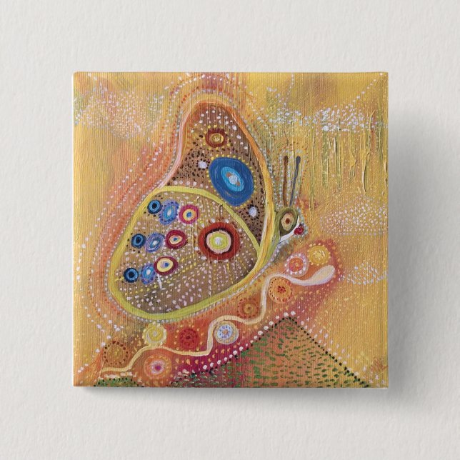 Butterfly Art Drawing 2 Inch Square Button (Front)
