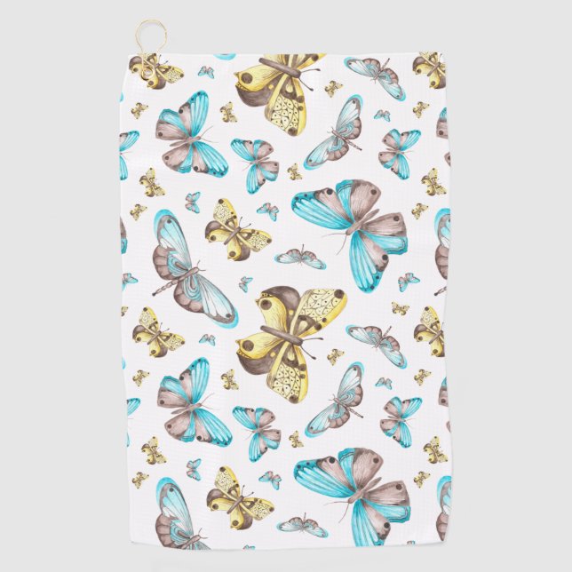 Butterfly Art Drawing Golf Towel (Front)