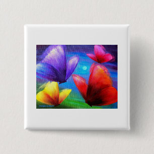 Butterfly Art Painting - Multi 2 Inch Square Button